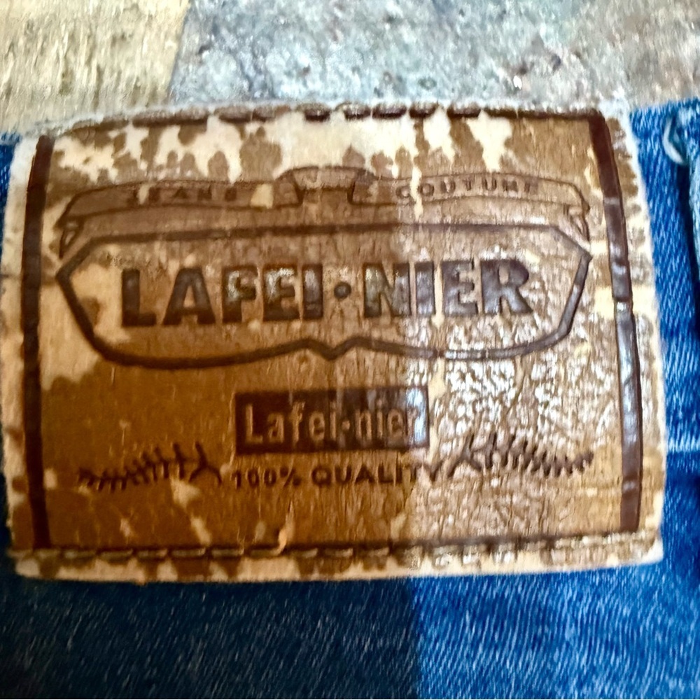🌻EUC Lafei-Nier Y2K-Era Brand Blue Floral Denim Crystals Pencil Skirt - Picture 5 of 6